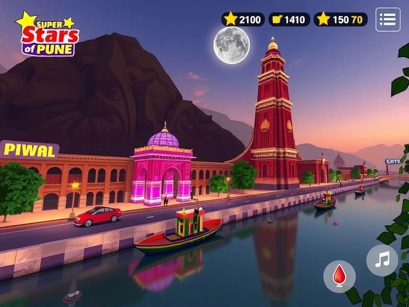 Super Stars Of Pune game screenshot featuring Pune landmarks